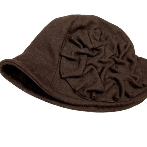 Betmar NY Brown Ruffle Wool Blend Bucket Hat - Picture 5 of 6